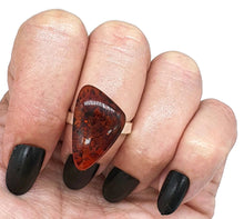 Load image into Gallery viewer, Amber Ring, Adjustable, size 7, Triangle shaped, Cognac Baltic Amber - GemzAustralia 