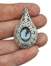 Load image into Gallery viewer, Blue Topaz &amp; Chrome Diopside Pendant, Sterling Silver, Genie Bottle Pendant - GemzAustralia 