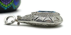 Blue Topaz & Chrome Diopside Pendant, Sterling Silver, Genie Bottle Pendant - GemzAustralia 