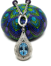 Load image into Gallery viewer, Blue Topaz &amp; Chrome Diopside Pendant, Sterling Silver, Genie Bottle Pendant - GemzAustralia 