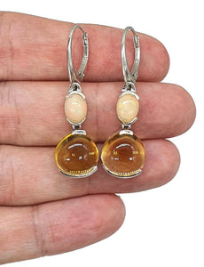 Ethiopian Opal & Citrine Earrings, Sterling Silver, Oval & Pear Shaped, Double Drop - GemzAustralia 