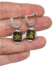 Load image into Gallery viewer, Citrine &amp; Natural White Zircon Earrings, 925 Sterling Silver, Rectangle Earrings - GemzAustralia 