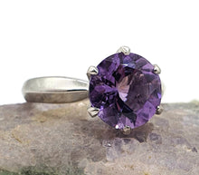 Load image into Gallery viewer, Amethyst Solitaire Ring, Sterling Silver, Size 7.75, prong set, NEW - GemzAustralia 