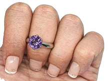 Load image into Gallery viewer, Amethyst Solitaire Ring, Sterling Silver, Size 7.75, prong set, NEW - GemzAustralia 