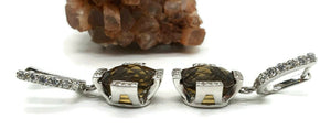 Citrine & Natural White Zircon Earrings, 925 Sterling Silver, Rectangle Earrings - GemzAustralia 