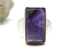 Load image into Gallery viewer, Amethyst Cabochon Ring, Size 8, Sterling Silver, Rectangle Shaped, February Birthstone, 6th year Anniversary Gem - GemzAustralia 