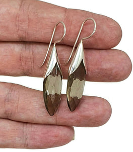 Smoky Quartz Earrings, Sterling Silver, Leaf Shape, Caramel Brown - GemzAustralia 