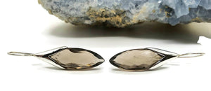 Smoky Quartz Earrings, Sterling Silver, Leaf Shape, Caramel Brown - GemzAustralia 