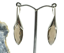 Load image into Gallery viewer, Smoky Quartz Earrings, Sterling Silver, Leaf Shape, Caramel Brown - GemzAustralia 