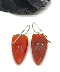 Carnelian Earrings, Arrowhead Design, Sterling Silver, Orange Red Gem - GemzAustralia 