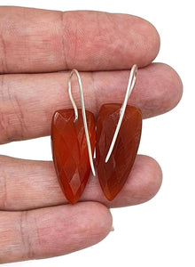 Carnelian Earrings, Arrowhead Design, Sterling Silver, Orange Red Gem - GemzAustralia 