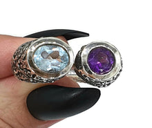 Load image into Gallery viewer, Amethyst &amp; Blue Topaz Ring, Size 8.5, February and December Gems - GemzAustralia 