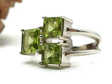 Load image into Gallery viewer, Peridot Ring, Size 5.5, Sterling Silver, Square Shape, Geometric Ring - GemzAustralia 