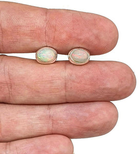 Ethiopian Opal Studs, Sterling Silver, Oval Shaped, October Stone - GemzAustralia 