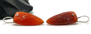 Carnelian Earrings, Arrowhead Design, Sterling Silver, Orange Red Gem - GemzAustralia 