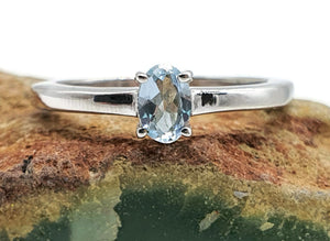 Aquamarine Ring, Size 8, Sterling Silver, Engagement Ring, March Gem - GemzAustralia 