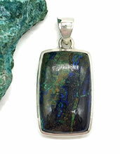 Load image into Gallery viewer, Azurite Malachite Pendant, Sterling Silver, Rectangle Shaped, Blue / Green Gemstone, Stone of Heaven - GemzAustralia 