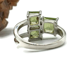 Peridot Ring, Size 5.5, Sterling Silver, Square Shape, Geometric Ring - GemzAustralia 