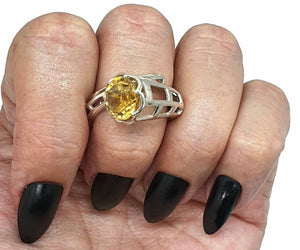 Citrine Ring, Size 8.5, Sterling Silver, Angel's Trumpet Design, Artisan Ring - GemzAustralia 