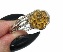 Load image into Gallery viewer, Citrine Ring, Size 8.5, Sterling Silver, Angel&#39;s Trumpet Design, Artisan Ring - GemzAustralia 