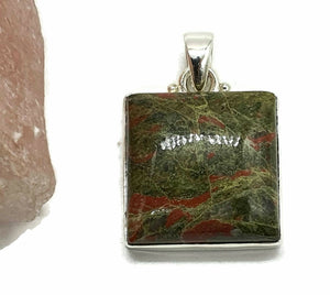 Unakite Pendant, Square Shaped, Sterling Silver, Balance Stone, Third Eye Chakra, Heart Chakra - GemzAustralia 