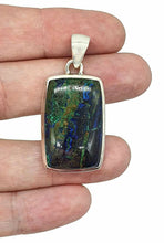 Load image into Gallery viewer, Azurite Malachite Pendant, Sterling Silver, Rectangle Shaped, Blue / Green Gemstone, Stone of Heaven - GemzAustralia 