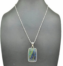 Load image into Gallery viewer, Azurite Malachite Pendant, Sterling Silver, Rectangle Shaped, Blue / Green Gemstone, Stone of Heaven - GemzAustralia 