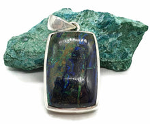 Load image into Gallery viewer, Azurite Malachite Pendant, Sterling Silver, Rectangle Shaped, Blue / Green Gemstone, Stone of Heaven - GemzAustralia 