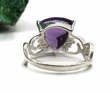 Load image into Gallery viewer, Amethyst Ring, Size 6.75, Sterling Silver, Trillion Ring, Prong Set, February Birthstone, Triangle Shaped - GemzAustralia 
