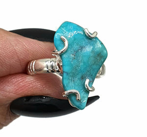 Turquoise Ring, size 6.25, Sterling Silver, Prong Set, Arizona Turquoise, Rough Gemstone - GemzAustralia 