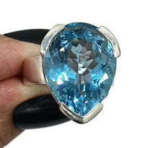 Load image into Gallery viewer, Blue Topaz Ring, Size 7.75, 18 Carats, Sterling Silver, Pear Shaped, December Birthstone, Natural - GemzAustralia 