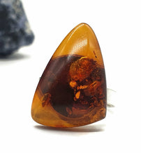 Load image into Gallery viewer, Amber Ring, Adjustable, size 7, Sterling Silver, Triangle Shaped, Cognac Baltic Amber - GemzAustralia 