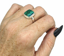 Load image into Gallery viewer, Chrysocolla Malachite Ring, Size 6.75, Square Shape, Sterling Silver - GemzAustralia 