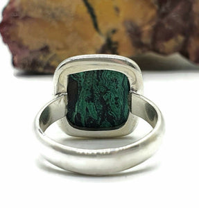 Chrysocolla Malachite Ring, Size 6.75, Square Shape, Sterling Silver - GemzAustralia 