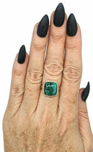 Load image into Gallery viewer, Chrysocolla Malachite Ring, Size 6.75, Square Shape, Sterling Silver - GemzAustralia 