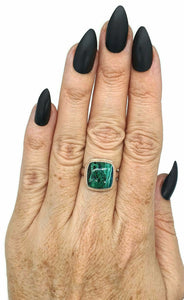 Chrysocolla Malachite Ring, Size 6.75, Square Shape, Sterling Silver - GemzAustralia 