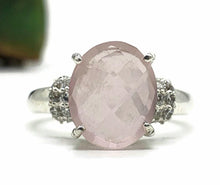 Load image into Gallery viewer, Rose Quartz Ring, Size 8.5, Sterling Silver, Oval Shape, 5 Carats - GemzAustralia 