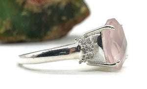 Rose Quartz Ring, Size 8.5, Sterling Silver, Oval Shape, 5 Carats - GemzAustralia 