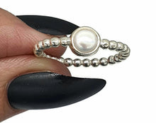 Load image into Gallery viewer, Freshwater Pearl Ring, size 7.5, Sterling Silver, White Pearl Ring, June Birthstone - GemzAustralia 