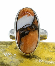 Load image into Gallery viewer, Oyster Turquoise Ring, Size 7.25, Sterling Silver, long oval Shaped - GemzAustralia 