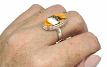 Load image into Gallery viewer, Oyster Turquoise Ring, Size 7.25, Sterling Silver, long oval Shaped - GemzAustralia 