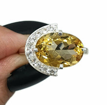 Load image into Gallery viewer, Citrine Ring, Size 8.75, Sterling Silver, Half Halo, Engagement Ring - GemzAustralia 