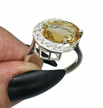 Load image into Gallery viewer, Citrine Ring, Size 8.75, Sterling Silver, Half Halo, Engagement Ring - GemzAustralia 