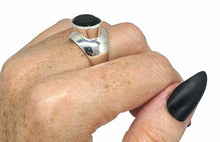 Load image into Gallery viewer, Black Onyx Ring, Size 8.75, Sterling Silver, Oval Shaped, Faceted - GemzAustralia 