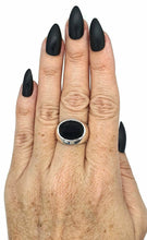 Load image into Gallery viewer, Black Onyx Ring, Size 8.75, Sterling Silver, Oval Shaped, Faceted - GemzAustralia 