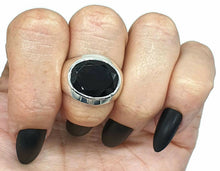 Load image into Gallery viewer, Black Onyx Ring, Size 8.75, Sterling Silver, Oval Shaped, Faceted - GemzAustralia 