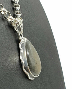 Purple Labradorite Pendant, Sterling Silver, Pear Shaped - GemzAustralia 