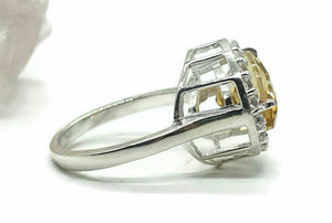 Citrine Ring, Size 8.75, Sterling Silver, Half Halo, Engagement Ring - GemzAustralia 
