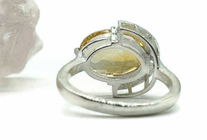 Citrine Ring, Size 8.75, Sterling Silver, Half Halo, Engagement Ring - GemzAustralia 