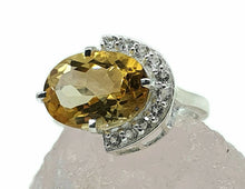 Load image into Gallery viewer, Citrine Ring, Size 8.75, Sterling Silver, Half Halo, Engagement Ring - GemzAustralia 